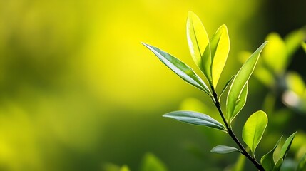 Poster - Vibrant green leaves softly illuminated by sunlight creating a serene natural atmosphere : Generative AI