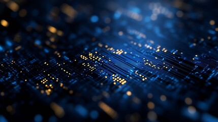 Fototapete - Close up view of glowing digital data streams representing advanced technology and innovation : Generative AI
