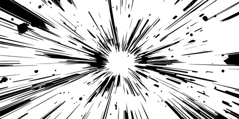 Sticker - Abstract black and white vector background of comic book-style speed lines