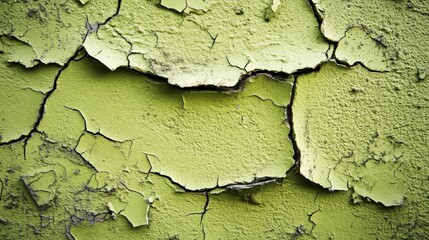 Wall Mural - Cracked green paint texture, old peeling wall, aged surface background, distressed and weathered, high resolution detailed stock photo