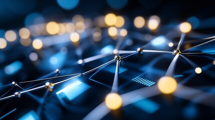 Aufkleber - Abstract representation of interconnected nodes and lights symbolizing innovation and the future of technology : Generative AI