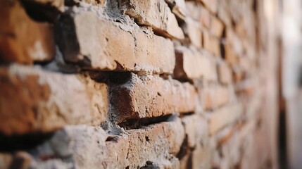 Poster - Closeup view of a textured brick wall highlighting the unique rustic details of the surface : Generative AI