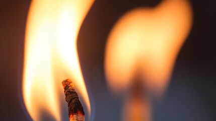 Leinwandbilder - Dynamic close up of matchstick igniting with bright flames against blurred dark backdrop : Generative AI