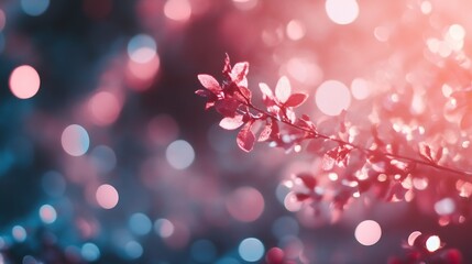 Poster - Soft focus of shimmering pink and blue bokeh lights creating a dreamy floral background atmosphere : Generative AI