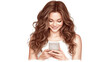© admin_design - Portrait of woman with long, flowing brown hair, captivating image of natural beauty and hair care