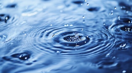 Poster - Rippling water surface with raindrops creating beautiful patterns in a serene environment : Generative AI