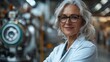© AI04 - A mature scientist, wearing protective glasses and a lab coat, stands at a chemical manufacturing site