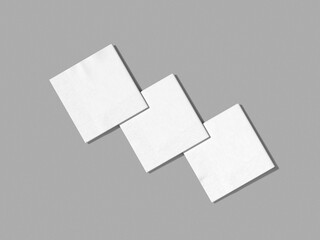 white blank three overlap tissue cocktail napkin 3d mockup rendering