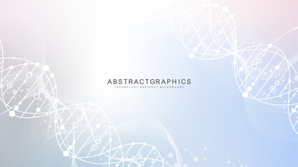 Wall Mural - molecular structure dna, atom, neurons. science concept for your design. connected lines with dots. 