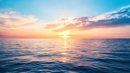 Poster - Breathtaking sunset over a calm ocean with warm glowing colors reflecting on the water : Generative AI