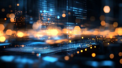 Fototapete - Digital abstraction with glowing lights and patterns creating a futuristic atmosphere : Generative AI
