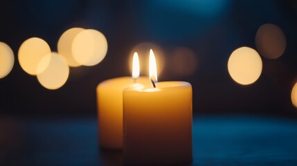 Leinwandbilder - Glistening Candles Illuminating a Cozy Atmosphere with Soft Warm Light : Generative AI