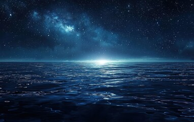 a deep ocean reflecting the constellations above, blending sky and sea