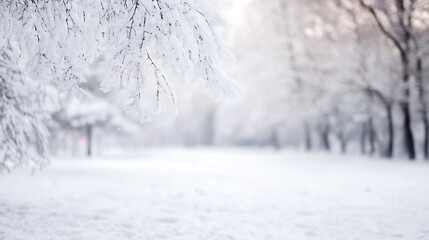 Aufkleber - Scenic Winter Wonderland with Snow Covered Trees and Soft Frosty Landscape : Generative AI