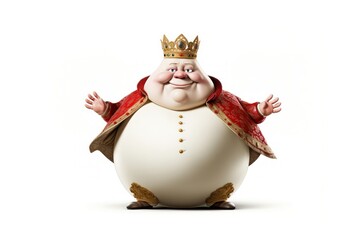 Wall Mural - King humpty dumpty figurine white background representation.