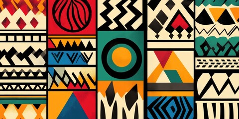 Wall Mural - Vibrant abstract background featuring african symbols for creative design and decoration