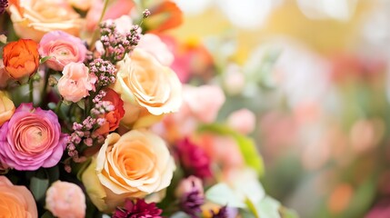 Poster - Beautiful bouquet of mixed flowers showcasing vibrant colors and delicate petals for floral arrangements and decor : Generative AI