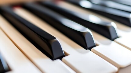 Poster - Close up shot of piano keys showcasing the rich textures of musical instruments and sound production : Generative AI