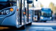 © Generative AI - Modern city buses in motion showcasing public transportation in a vibrant urban setting : Generative AI