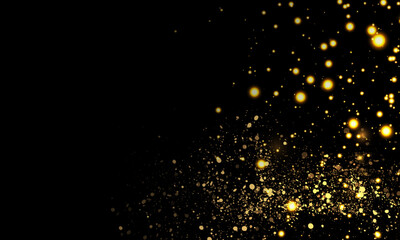 Wall Mural - magic bright golden cloud of sparkling bokeh highlights. small, bright particles of sparkling bokeh 