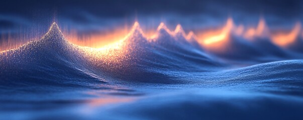 Wall Mural - Abstract sound waves appearing as cracks in a frozen surface, glowing faintly