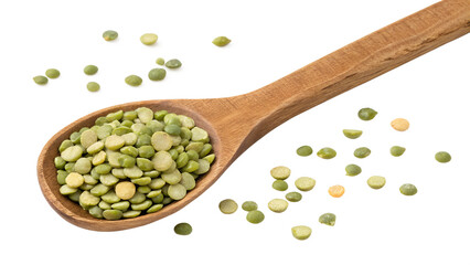 Wall Mural - split peas in wooden spoon isolated on transparent background png