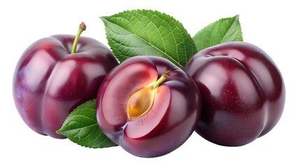 Wall Mural - two and a half plums isolated on transparent background png