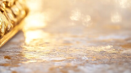 Leinwandbilder - Glistening surface of golden textured material with sparkling light reflections : Generative AI