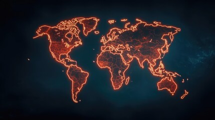 plastic pollution concept. a glowing world map illustration highlighting global connectivity and geo