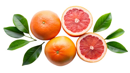Wall Mural - four of grapefruit scattered across isolated on transparent background png