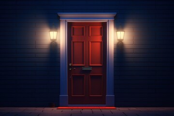 Canvas Print - Front door lighting night architecture.