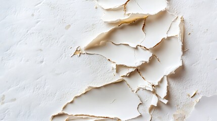 Fototapete - Textured Wall with Peeling White Paint Exposing Layers Beneath for Artistic Background : Generative AI