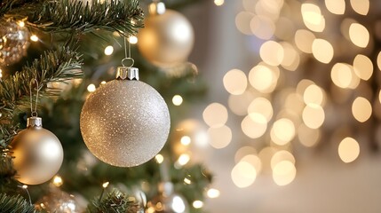 Aufkleber - Beautifully Decorated Christmas Tree with Festive Ornaments and Soft Lights : Generative AI