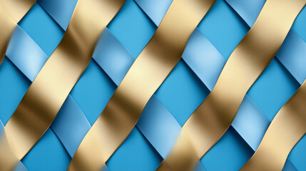 Wall Mural - Gold and blue ribbon with a blue background. Minimalistic background.