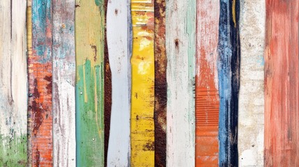 Wall Mural - Colorful weathered wood texture background, rustic vintage wooden planks