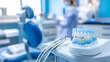 © Generative AI - Dental model with teeth and dental tools inside modern dental clinic in focus with blurred background : Generative AI