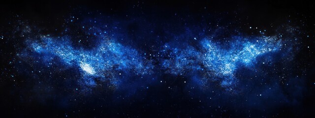 Wall Mural - Abstract cosmic nebula with blue glowing clouds and stars.