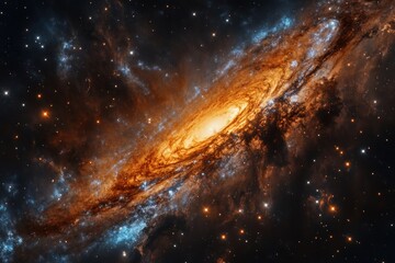 Wall Mural - a vibrant spiral galaxy with swirling arms of gas and dust, glowing stars, and cosmic nebulae.