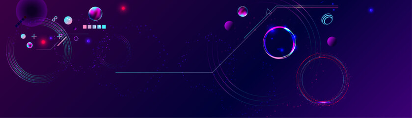 Wall Mural - Pink Dark retro futuristic cyberpunk elements abstraction background cosmos synthwave vaporwave retrowave glitch circle with blue