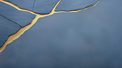 Wall Mural - Crack in the pavement with a gold line running through it. Minimalistic background.