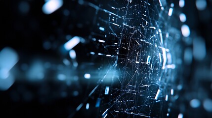 Aufkleber - Futuristic digital network represented by a web of lights and data points creating a holographic effect : Generative AI