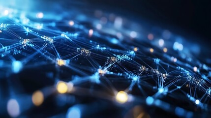 Leinwandbilder - Dynamic Abstract Technology Scene Featuring Network Connections with Bright Lights : Generative AI