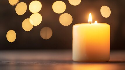Poster - Mood lighting from a lit candle with beautiful bokeh effect creating a relaxing atmosphere : Generative AI