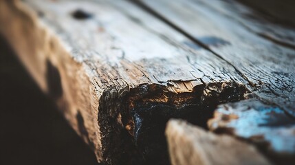 Poster - Closeup view of weathered wood grain with rich textures and patterns : Generative AI
