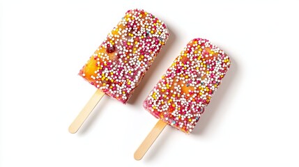 Sticker - Colorful Ice Pops with Sprinkles, Festive Summer Treats, Bright and Fun Frozen Desserts, Food Photography