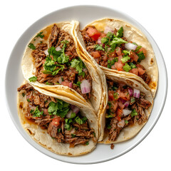 Wall Mural - Delicious Pulled Pork Tacos with Cilantro, Onion, and Tomato