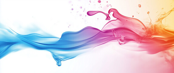 Wall Mural - abstract flow of blue and red liquid on white background