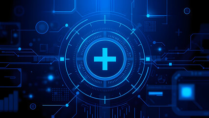 Futuristic blue tech background with binary code