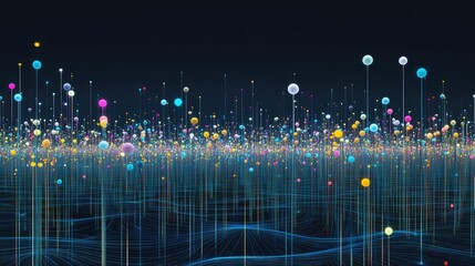 A digitally rendered image of genetic code sequences floating in a dark blue space, symbolizing genomics.
