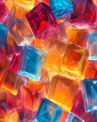 Wall Mural - An abstract background with geometric shapes in vibrant colors, creating an energetic and modern look for mobile phone wallpapers or digital designs. The design incorporates shades of orange, 